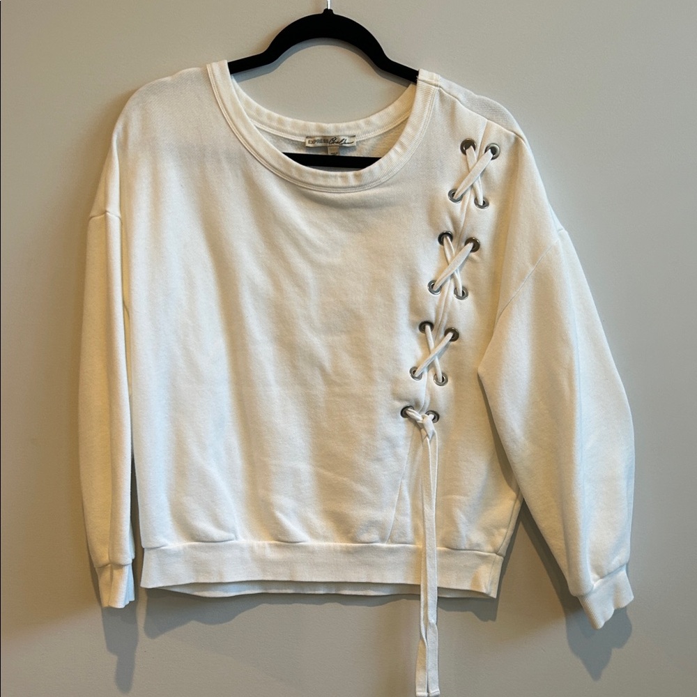Women's White Lace-Up Sweatshirt